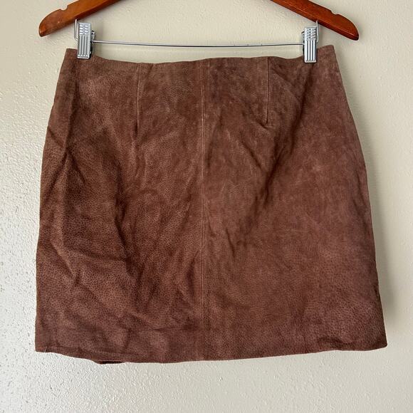 Blank NYC Brown Leather Zipper Mini Skirt Size 29 - Picture 8 of 11